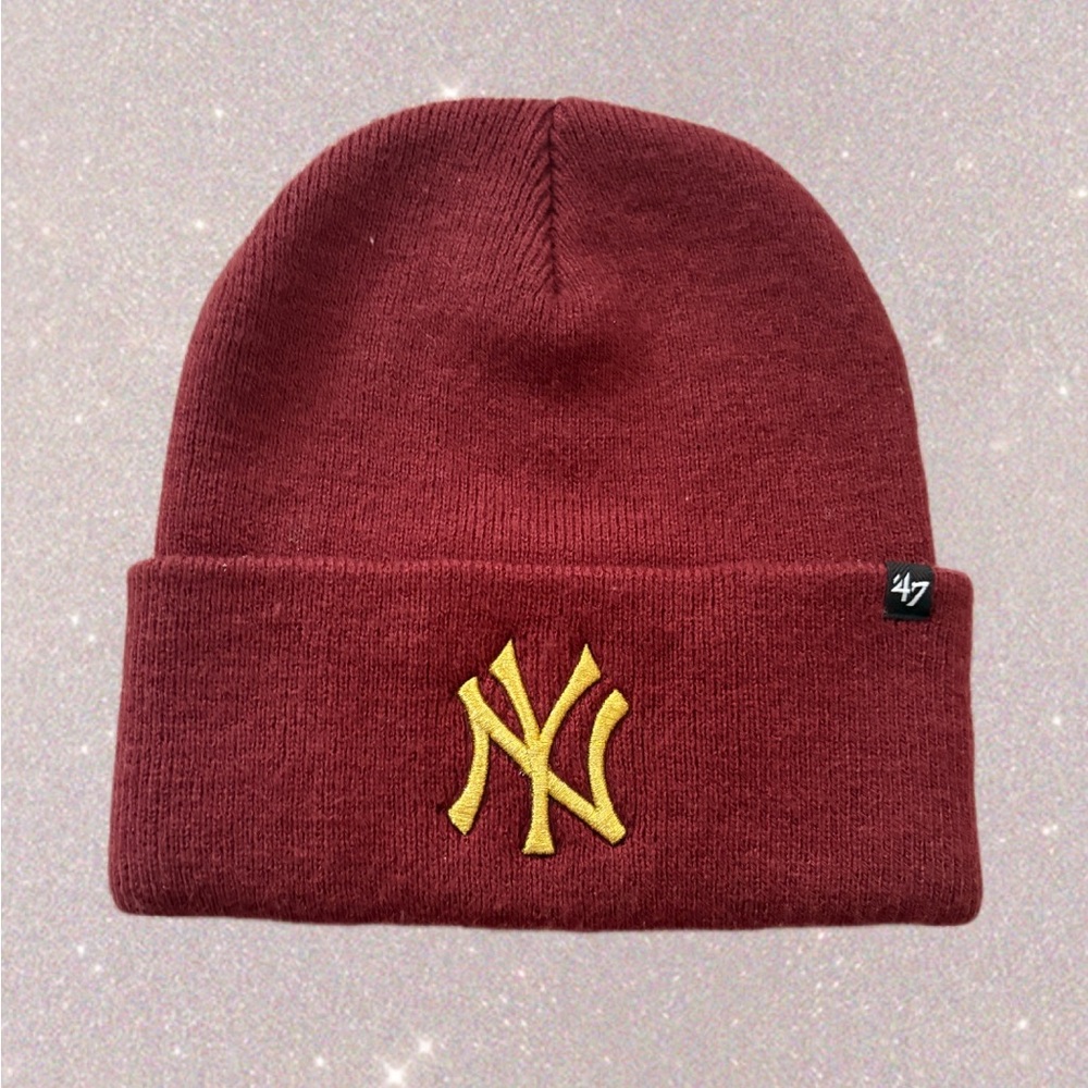 NY Brown/burgundy New York beanie, torque (unisex)